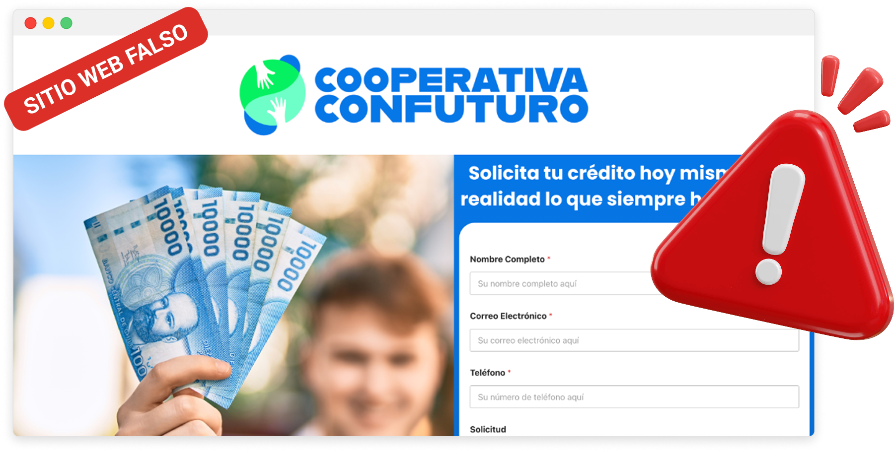 Alerta de sitio falso